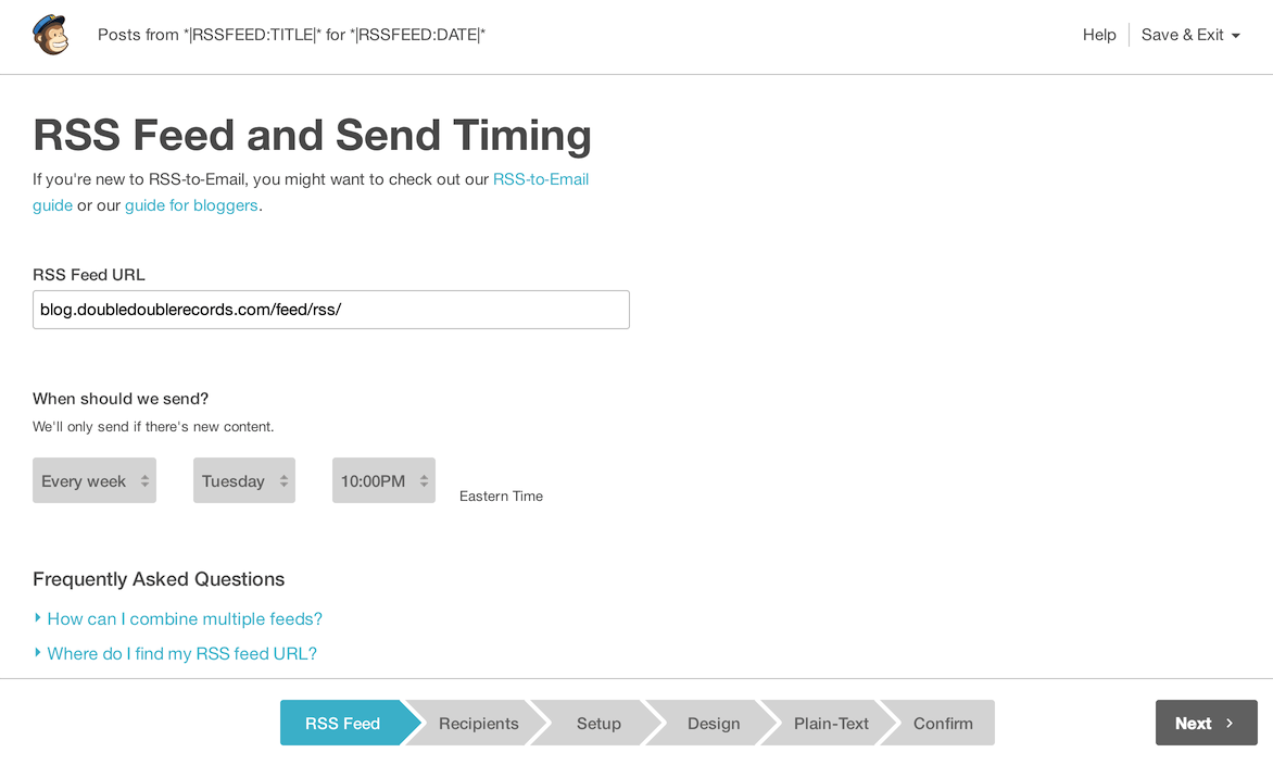 MailChimp RSS to Email